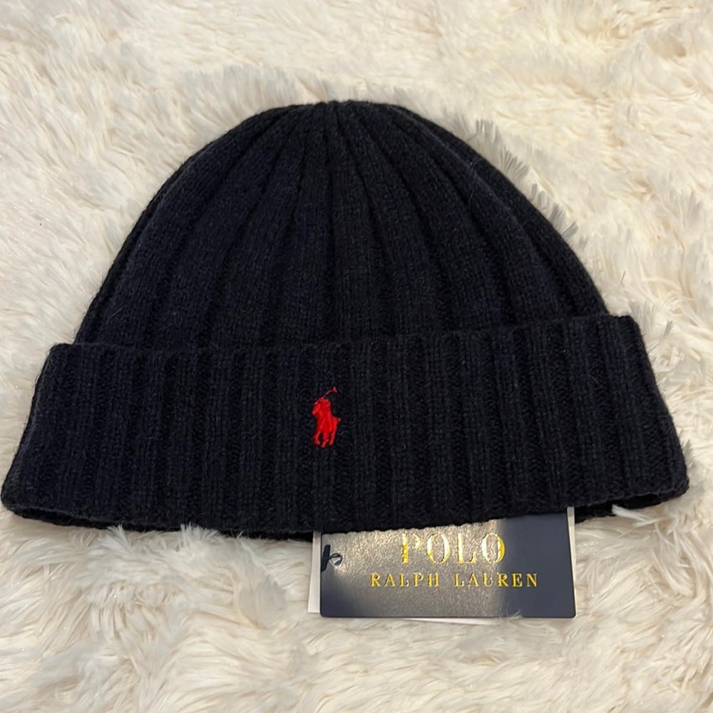 Polo Ralph Lauren Men`s Signature Merino Cuffed Beanie (black)